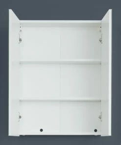 Armoire De Toilette Line : Blanc, Adapté Aux Pièces Humides, 2 Portes, 2 étagères -EMOB-MEUBLES Ventes Line Skin BD 1898 405 01 frontal geoeffnet 3818