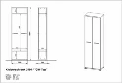 Armoire Vestiaire Tosun 59cm Avec 2 Portes - Blanc/chêne -EMOB-MEUBLES Ventes MA 3194 BEM 64c1
