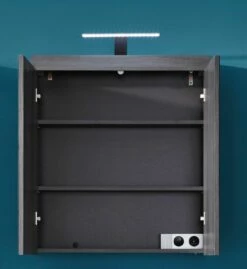Armoire De Toilette Moderne Fumée-argentée Avec éclairage LED 5 Armoire De Toilette Moderne Fumée-argentée Avec éclairage LED -EMOB-MEUBLES Ventes Miami BD 1259 406 21 frontal geoeffnet mit Bel. f123