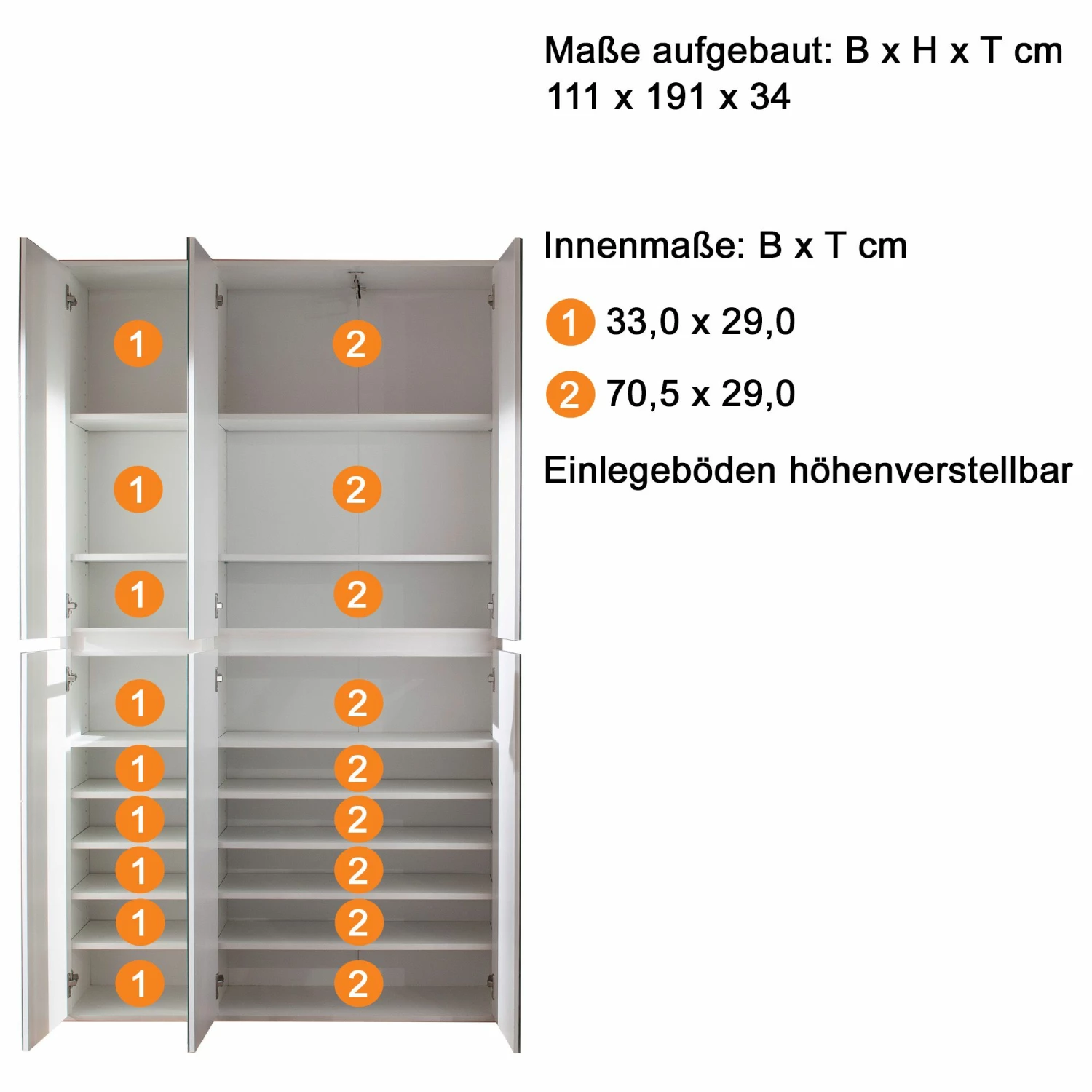 Armoire 6 Portes En Mélamine Blanche Avec Miroir - Moderne Et Facile D'entretien 4 Armoire 6 Portes En Mélamine Blanche Avec Miroir - Moderne Et Facile D'entretien – Image 4