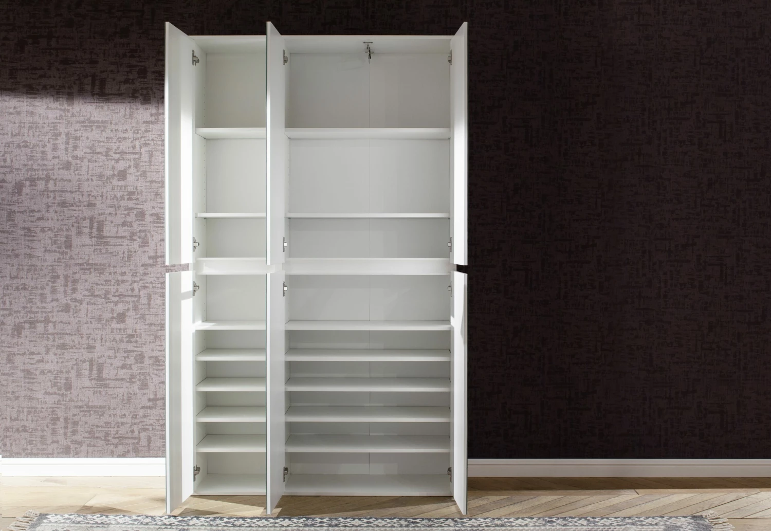 Armoire 6 Portes En Mélamine Blanche Avec Miroir - Moderne Et Facile D'entretien 7 Armoire 6 Portes En Mélamine Blanche Avec Miroir - Moderne Et Facile D'entretien – Image 7