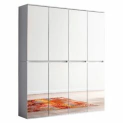 Armoire Combinée Avec Miroir : Moderne, Facile D'entretien, Finition Blanche