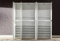 Modern White Melamine Wardrobe Mirror - 10 Doors, 19 Shelves, 2 Rails -EMOB-MEUBLES Ventes Mirror GD 1718 913 01 frontal geoeffnet c409