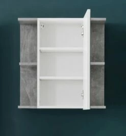 Armoire De Toilette Nano En Pierre De Béton - Une Solution De Rangement Tendance Et Facile à Entretenir -EMOB-MEUBLES Ventes Nano BD 1846 505 34 frontal geoeffnet 43f8