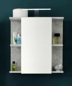 Armoire De Toilette Moderne En Pierre De Béton Avec éclairage - Gris