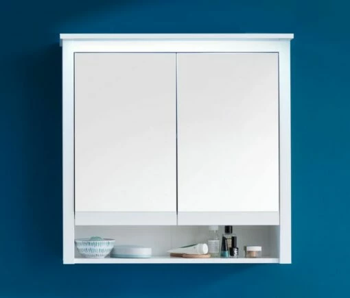 Armoire De Toilette En Mélamine Blanche Avec Espace De Rangement Supplémentaire -EMOB-MEUBLES Ventes Ole BD 1839 455 01 frontal D 20180427 22c7
