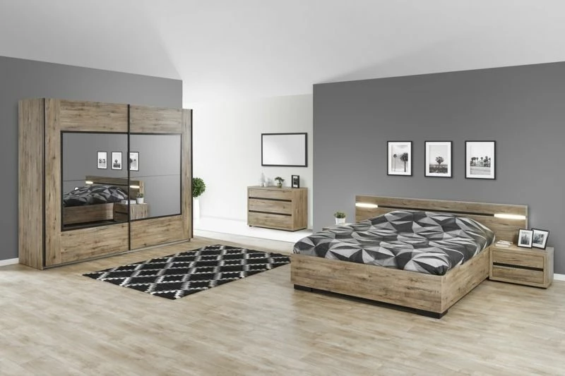 Armoire Anelia 245cm Avec Miroir - Chêne/noir 9 Armoire Anelia 245cm Avec Miroir - Chêne/noir – Image 9