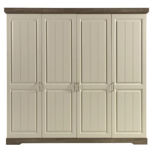 Armoire Isaura 230cm, 4 Portes - Blanc/gris 3 Armoire Isaura 230cm, 4 Portes - Blanc/gris – Image 3