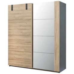 Armoire Nour 188cm Avec Miroir - Chêne/noir -EMOB-MEUBLES Ventes Ontwerp zonder titel 5 edd9