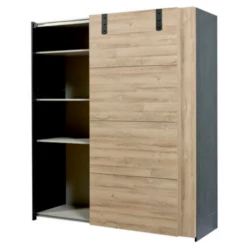 Armoire Nour 188cm Avec Miroir - Chêne/noir -EMOB-MEUBLES Ventes Ontwerp zonder titel 6 31e0