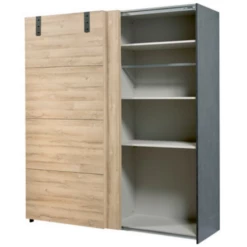 Armoire Nour 188cm Avec Miroir - Chêne/noir -EMOB-MEUBLES Ventes Ontwerp zonder titel 7 dc36