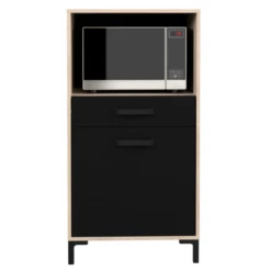 Armoire Pour Micro-ondes Felicity 60cm, 1 Porte & 1 Tiroir - Naturel/noir -EMOB-MEUBLES Ventes Ontwerp zonder titel 84 b7f2
