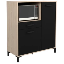 Armoire Pour Micro-ondes Felicity 100cm, 2 Portes & 1 Tiroir - Naturel/noir