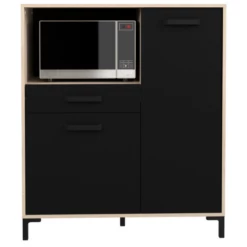 Armoire Pour Micro-ondes Felicity 100cm, 2 Portes & 1 Tiroir - Naturel/noir -EMOB-MEUBLES Ventes Ontwerp zonder titel 93 e231
