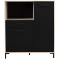 Armoire Pour Micro-ondes Felicity 100cm, 2 Portes & 1 Tiroir - Naturel/noir -EMOB-MEUBLES Ventes Ontwerp zonder titel 94 1963