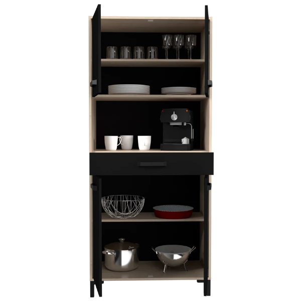 Vaisselier Felicity 80cm, 4 Portes & 1 Tiroir - Naturel/noir 5 Vaisselier Felicity 80cm, 4 Portes & 1 Tiroir - Naturel/noir – Image 5