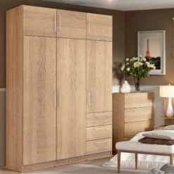 Armoire Noke 137cm Avec 6 Portes & 3 Tiroirs - Chêne