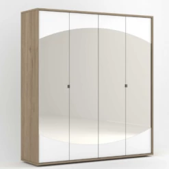 Armoire Avalon 200cm Avec Miroir 4 Portes - Chêne/blanc -EMOB-MEUBLES Ventes Ontwerp zonder titel 2022 05 30T141908.748 4516