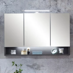 Armoire Toilette Karan 100cm 3 Portes Avec éclairage - Anthracite