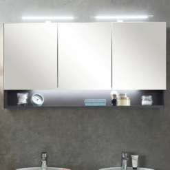 Armoire Toilette Karan 120cm 3 Portes Avec éclairage - Anthracite