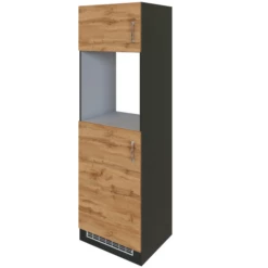 Armoire De Cuisine Pour Réfrigérateur Et Four Sorrella 2 Portes - Chêne/graphite