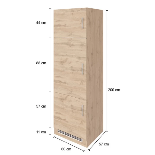 Armoire De Cuisine Pour Réfrigérateur Sorrella 60cm 3 Portes - Blanc/chêne 3 Armoire De Cuisine Pour Réfrigérateur Sorrella 60cm 3 Portes - Blanc/chêne – Image 3