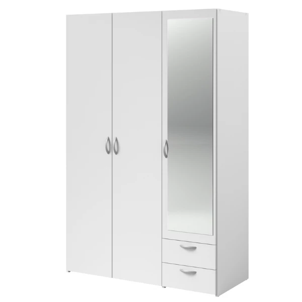 Armoire De Rangement Salvador Miroir, 3 Portes & 2 Tiroirs - Blanc 10 Armoire De Rangement Salvador Miroir, 3 Portes & 2 Tiroirs - Blanc – Image 10