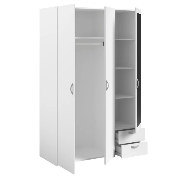 Armoire De Rangement Salvador Miroir, 3 Portes & 2 Tiroirs - Blanc 8 Armoire De Rangement Salvador Miroir, 3 Portes & 2 Tiroirs - Blanc – Image 8