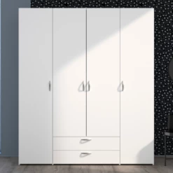 Armoire De Rangement Salvador 4 Portes & 2 Tiroirs - Blanc