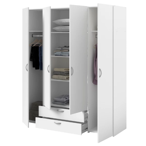 Armoire De Rangement Salvador 4 Portes & 2 Tiroirs - Blanc 4 Armoire De Rangement Salvador 4 Portes & 2 Tiroirs - Blanc – Image 4