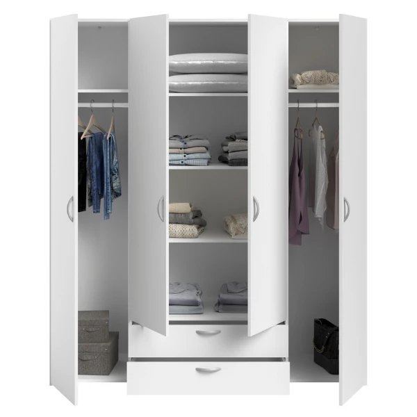 Armoire De Rangement Salvador 4 Portes & 2 Tiroirs - Blanc 5 Armoire De Rangement Salvador 4 Portes & 2 Tiroirs - Blanc – Image 5