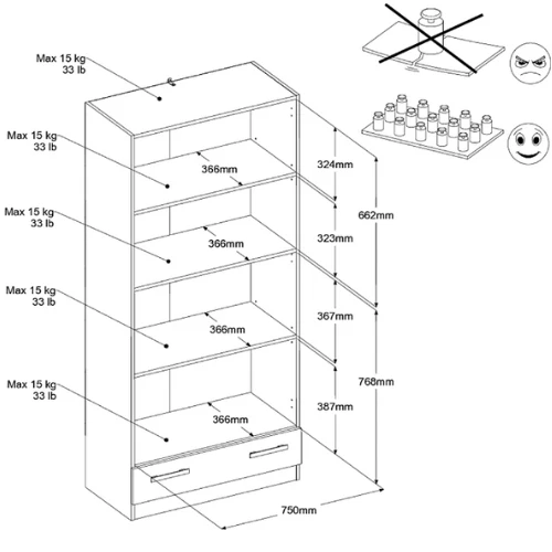 Armoire Maurits-170cm-2 Portes Tournantes, 3 étagères, 1 Tiroir-noir/chêne 2 Armoire Maurits-170cm-2 Portes Tournantes, 3 étagères, 1 Tiroir-noir/chêne – Image 2