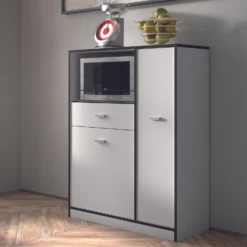 Armoire Pour Micro-ondes Inga-blanc/gris