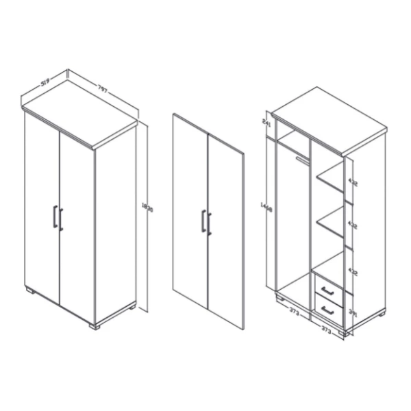 Armoire Nikkie 80 Cm-chêne Sonoma 2 Armoire Nikkie 80 Cm-chêne Sonoma – Image 2