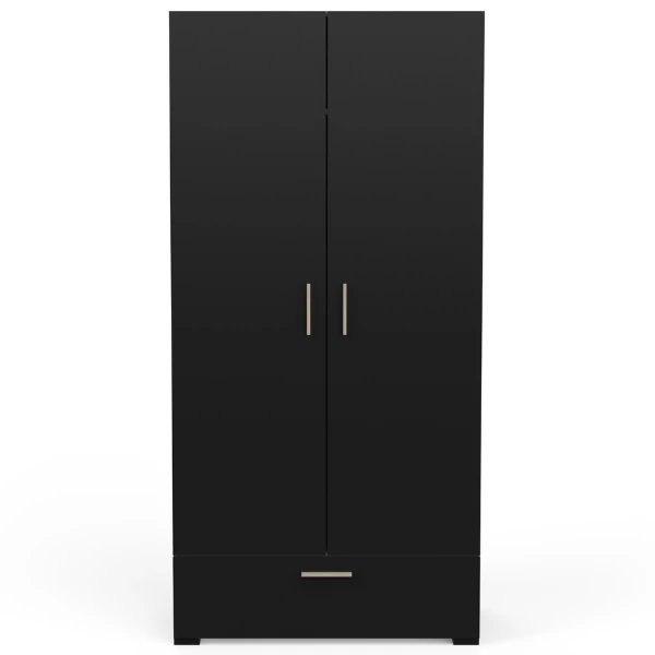 Armoire Liva 2 Portes Tournantes, 1 Tringle, 1 étagère Et 1 Tiroir-chêne Kronberg/noir Mat 2 Armoire Liva 2 Portes Tournantes, 1 Tringle, 1 étagère Et 1 Tiroir-chêne Kronberg/noir Mat – Image 2