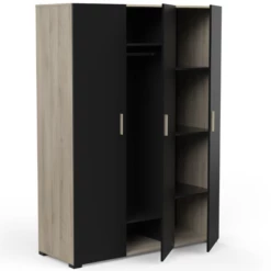 Armoire Liva 3 Portes Tournantes, 1 Tringle Et 5 étagères-chêne Kronberg/noir Mat 11 Armoire Liva 3 Portes Tournantes, 1 Tringle Et 5 étagères-chêne Kronberg/noir Mat -EMOB-MEUBLES Ventes Ontwerp zonder titel 2023 05 02T153512.232 f3cc