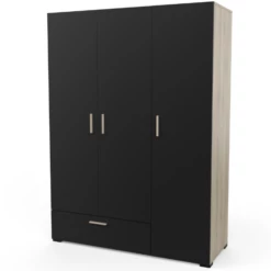 Armoire Livia 3 Portes Tournantes, 1 Tringle, 4 étagères Et 1 Tiroir-chêne Kronberg/noir Mat 10 Armoire Livia 3 Portes Tournantes, 1 Tringle, 4 étagères Et 1 Tiroir-chêne Kronberg/noir Mat -EMOB-MEUBLES Ventes Ontwerp zonder titel 2023 05 02T155028.626 8005