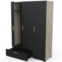 Armoire Livia 3 Portes Tournantes, 1 Tringle, 4 étagères Et 1 Tiroir-chêne Kronberg/noir Mat 8 Armoire Livia 3 Portes Tournantes, 1 Tringle, 4 étagères Et 1 Tiroir-chêne Kronberg/noir Mat -EMOB-MEUBLES Ventes Ontwerp zonder titel 2023 05 02T155131.409 8e4a