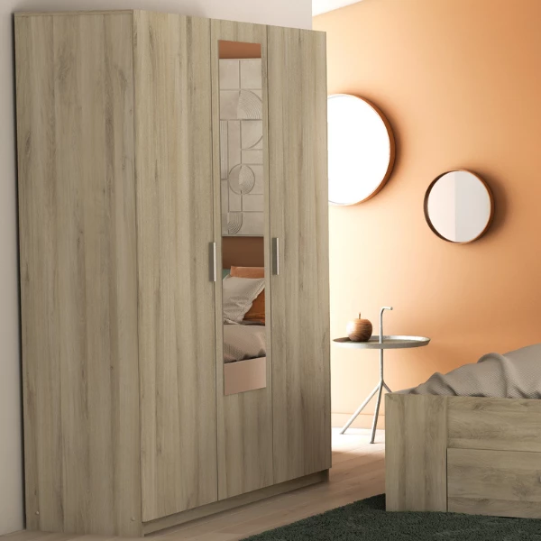 Armoire Prya 3 Portes Tournantes, 4 étagères Et 1 Tringle-Chêne Kronberg 1 Armoire Prya 3 Portes Tournantes, 4 étagères Et 1 Tringle-Chêne Kronberg