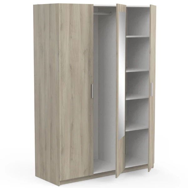 Armoire Prya 3 Portes Tournantes, 4 étagères Et 1 Tringle-Chêne Kronberg 4 Armoire Prya 3 Portes Tournantes, 4 étagères Et 1 Tringle-Chêne Kronberg – Image 4