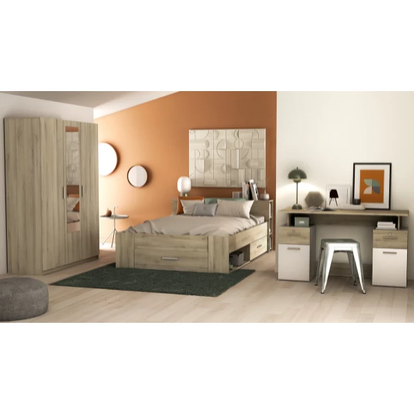 Armoire Prya 3 Portes Tournantes, 4 étagères Et 1 Tringle-Chêne Kronberg 3 Armoire Prya 3 Portes Tournantes, 4 étagères Et 1 Tringle-Chêne Kronberg – Image 3