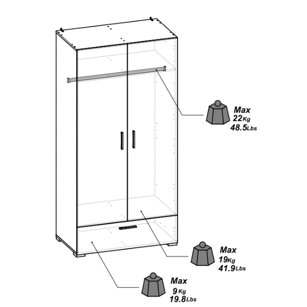 Armoire Liva 2 Portes Tournantes, 1 Tringle, 1 étagère Et 1 Tiroir-chêne Kronberg/noir Mat 3 Armoire Liva 2 Portes Tournantes, 1 Tringle, 1 étagère Et 1 Tiroir-chêne Kronberg/noir Mat – Image 3