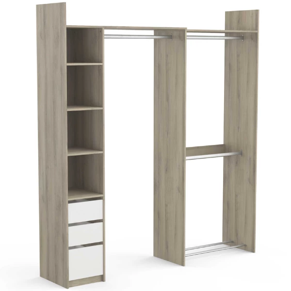 Armoire Modulable Swift 3 Tringles, 3 étagères, 1 Porte-chaussures, 1 étagère à Chapeaux Et 3 Tiroirs-Chêne Kronberg/blanc Mat 10 Armoire Modulable Swift 3 Tringles, 3 étagères, 1 Porte-chaussures, 1 étagère à Chapeaux Et 3 Tiroirs-Chêne Kronberg/blanc Mat – Image 10