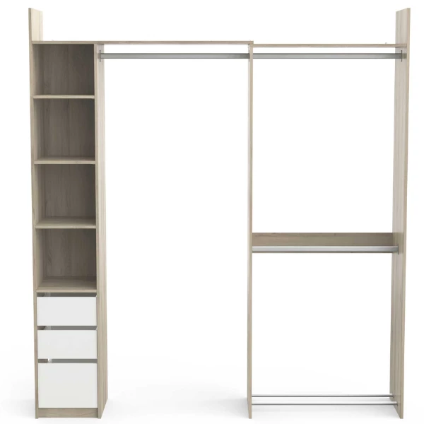Armoire Modulable Swift 3 Tringles, 3 étagères, 1 Porte-chaussures, 1 étagère à Chapeaux Et 3 Tiroirs-Chêne Kronberg/blanc Mat 9 Armoire Modulable Swift 3 Tringles, 3 étagères, 1 Porte-chaussures, 1 étagère à Chapeaux Et 3 Tiroirs-Chêne Kronberg/blanc Mat – Image 9