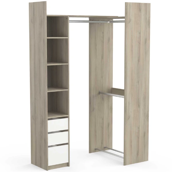 Armoire Modulable Swift 3 Tringles, 3 étagères, 1 Porte-chaussures, 1 étagère à Chapeaux Et 3 Tiroirs-Chêne Kronberg/blanc Mat 5 Armoire Modulable Swift 3 Tringles, 3 étagères, 1 Porte-chaussures, 1 étagère à Chapeaux Et 3 Tiroirs-Chêne Kronberg/blanc Mat – Image 5