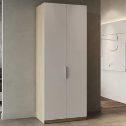 Penderie Spectre 80cm - Blanc Mat/chêne