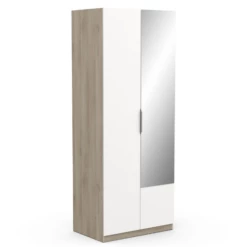 Penderie Spectre 80cm Avec Miroir - Blanc Mat/chêne -EMOB-MEUBLES Ventes Ontwerp zonder titel 2023 06 09T092049.465 f8c6