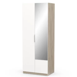 Penderie Spectre 80cm Avec Miroir - Blanc Mat/chêne -EMOB-MEUBLES Ventes Ontwerp zonder titel 2023 06 09T092139.504 832f
