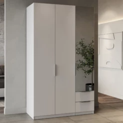 Armoire Spectre 120cm Avec Miroir - Blanc Mat
