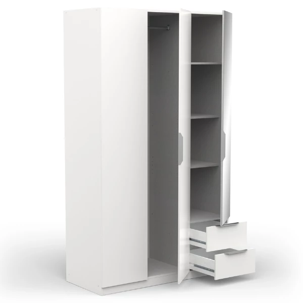 Armoire Spectre 120cm Avec Miroir - Blanc Mat 3 Armoire Spectre 120cm Avec Miroir - Blanc Mat – Image 3